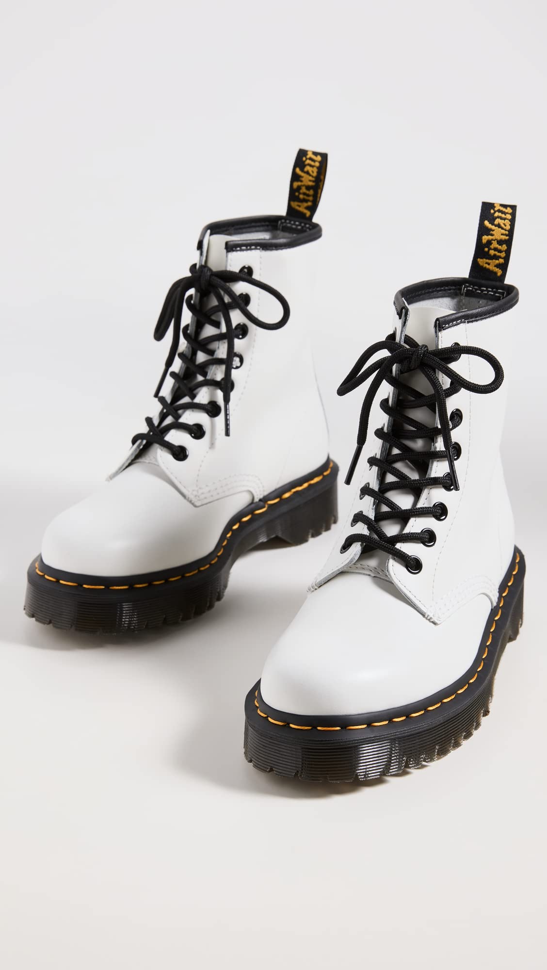 Dr. Martens Unisex 1460 Bex Smooth Leather Platform Boots, White, 14 US Women/13 US Men