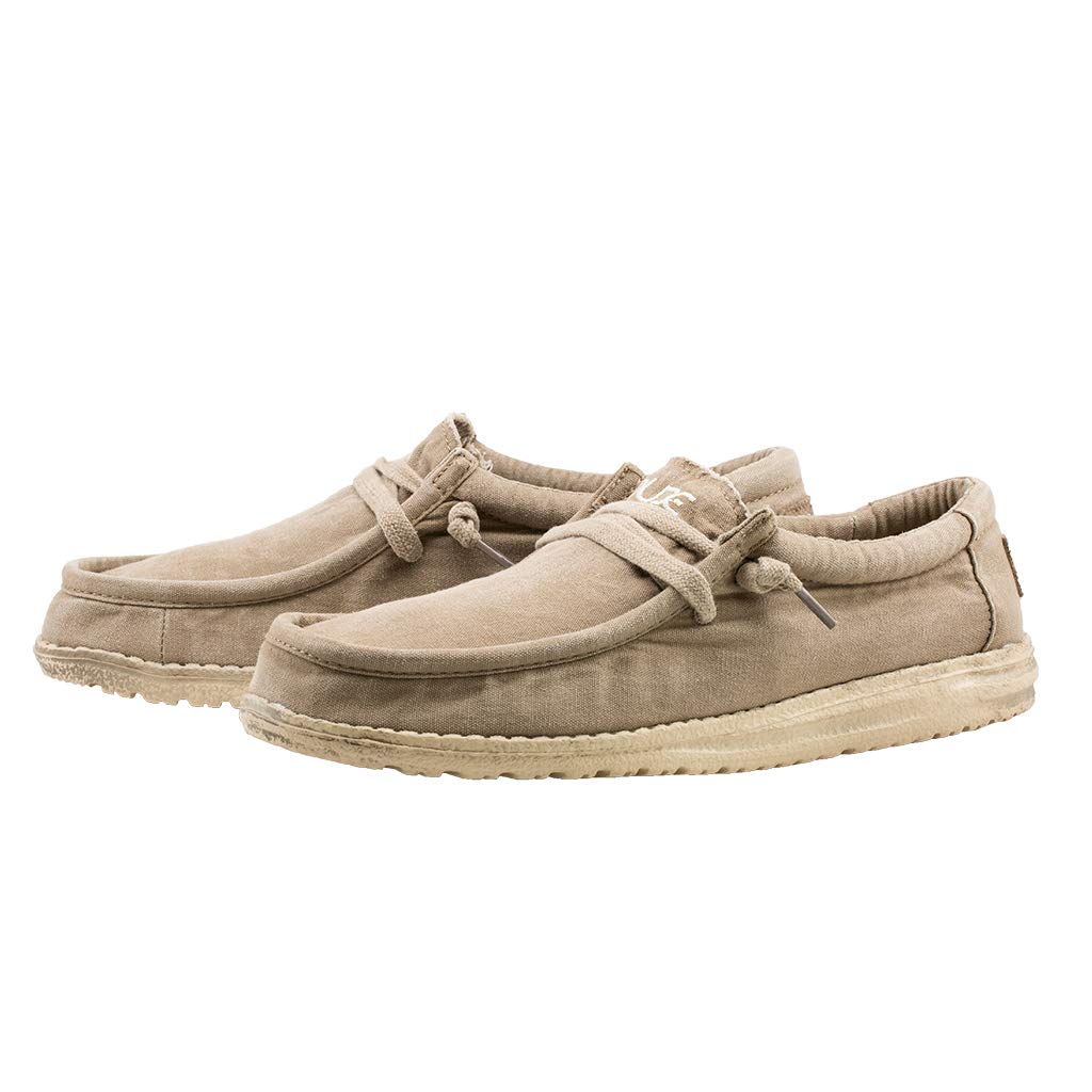 HEYDUDE Men’s Wally Washed Chestnut Size 8 | Men’s Shoes | Men’s Lace Up | Comfortable & Light-Weight