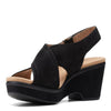 Clarks Women's Giselle CoveWedge Sandal, Black Suede, 6 UK