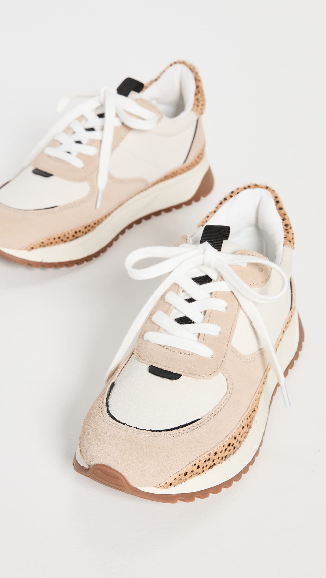 Madewell Kickoff Trainer Sneakers in Leather and Spot Dot Calf Hair Aged Stucco Multi 8 M