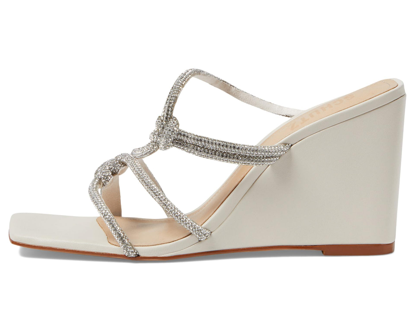 Schutz Women's Lauryn Wedge Sandal, Cristal/Pearl, 9