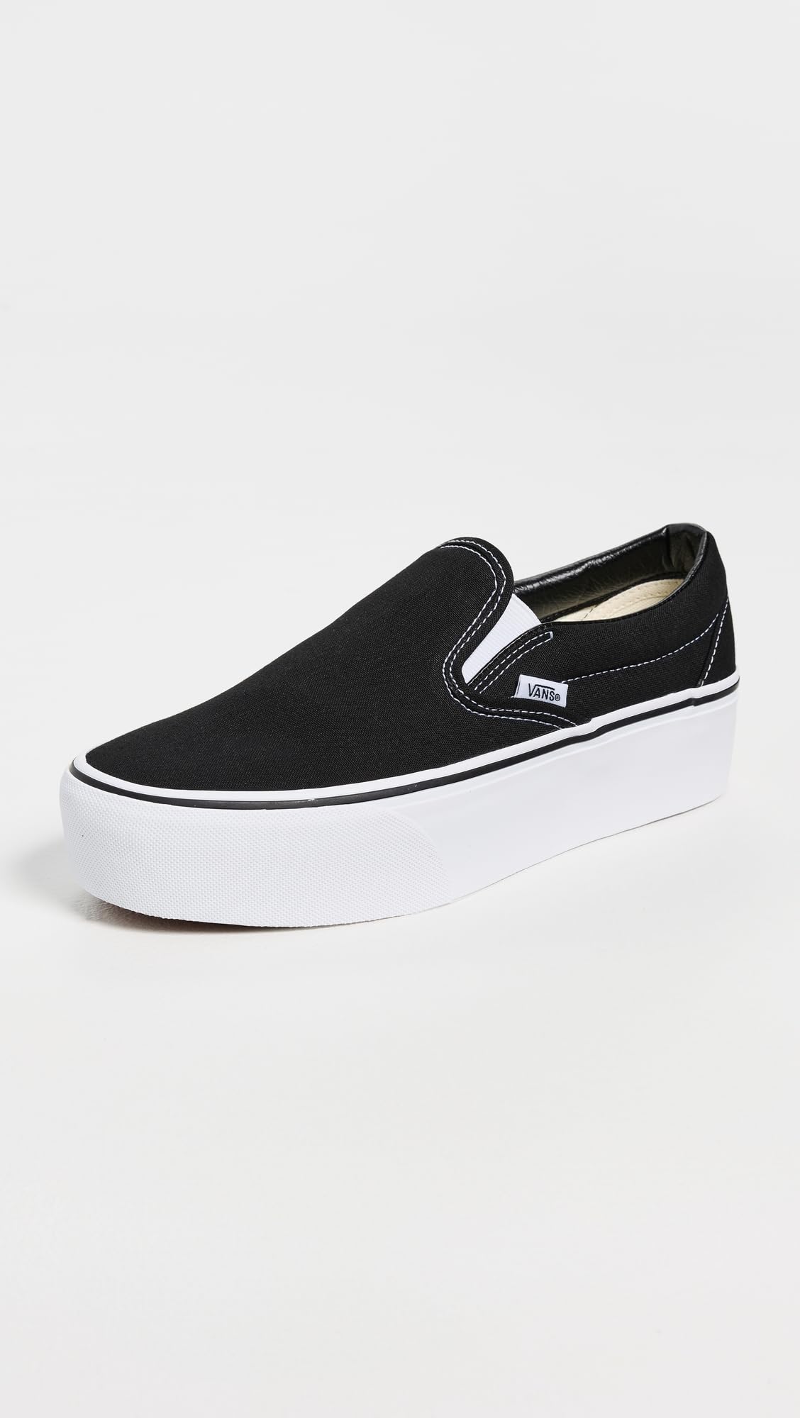 Vans UA Classic Slip-On Stackform Sneakers, Black/True White, 10 US Women/8.5 US Men