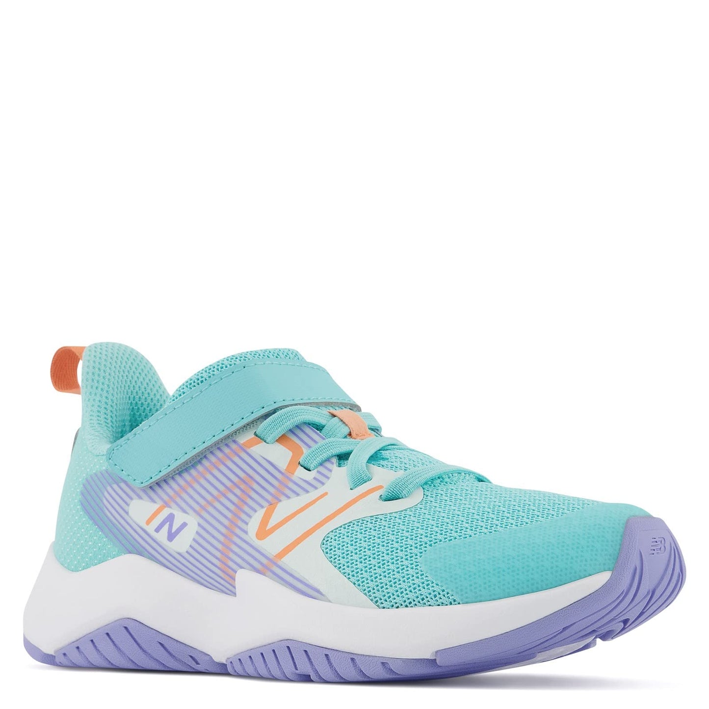 New Balance Kid's Rave Run V2 Hook and Loop Running Shoe, Surf/Peach Glaze/Magic Hour, 8 Toddler