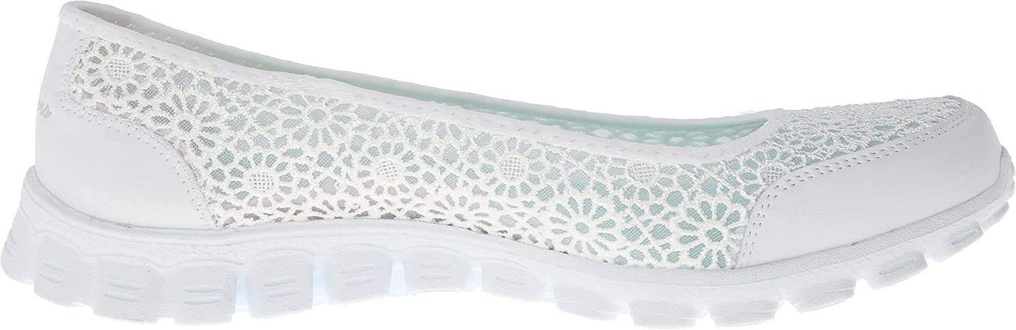 Skechers Women's EZ Flex Sweetpea Slip-On Flat, White, 8.5 W US