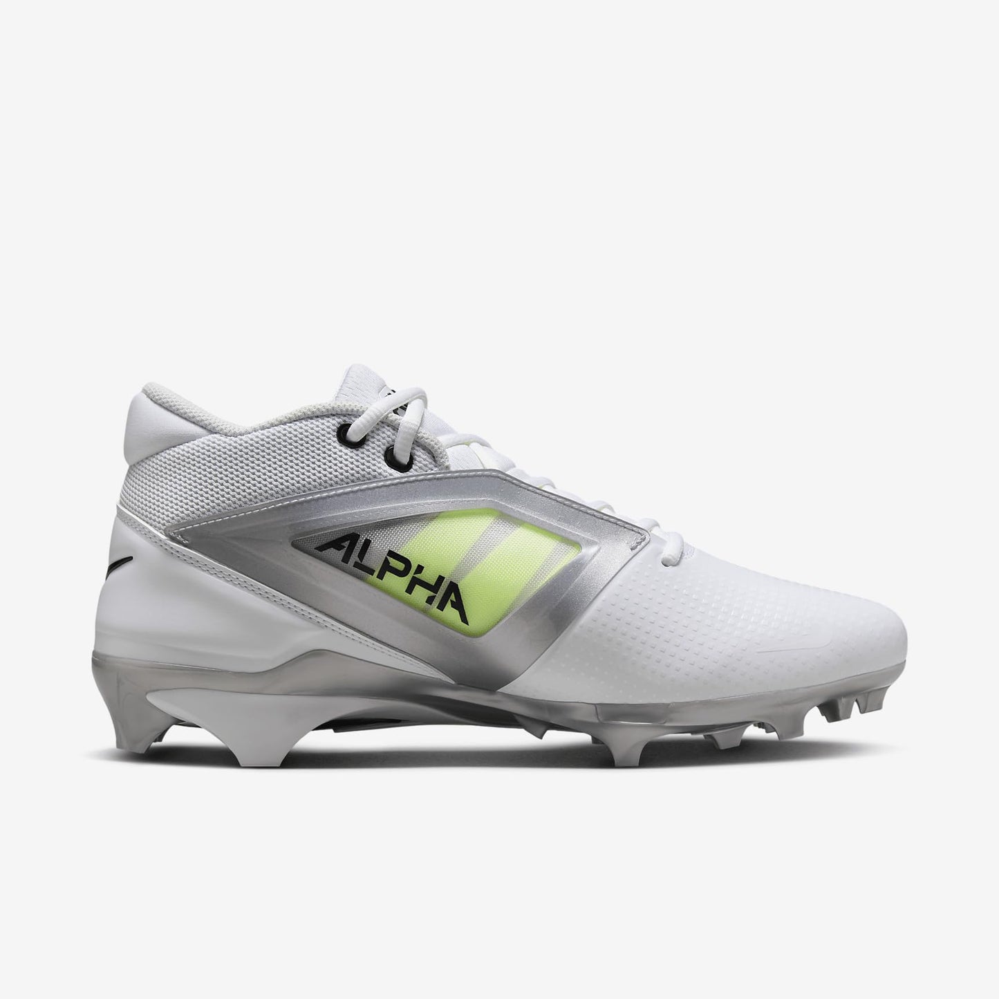 Nike Alpha Menace 4 Pro Football Cleats (FD7037-100, White/Metallic Silver/Photon Dust) Size 15