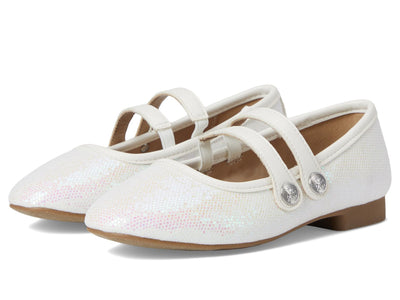 Sam Edelman Girls Maeve Button G (Little Big Kid) Ballet Flat, White, 2
