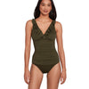 Lauren Ralph Lauren Beach Club Solid Ruffle Surplice One-Piece Olive 4