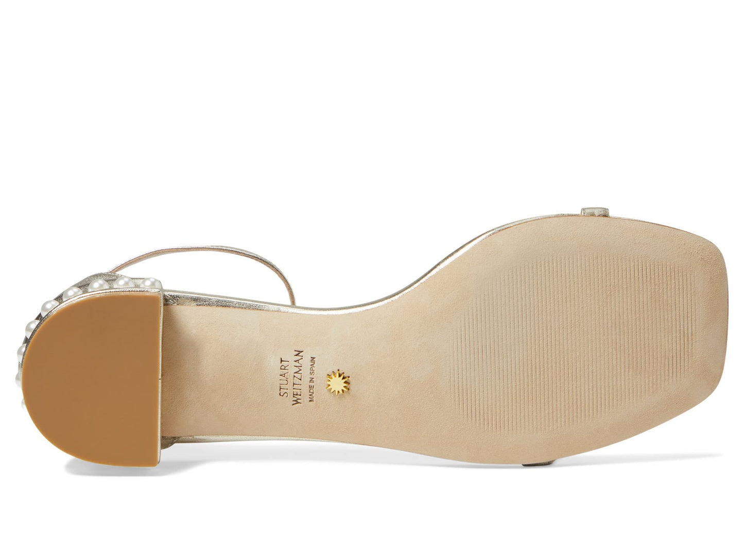 Stuart Weitzman Nudistcurve Pearl Flat Sandal Platino 7 B