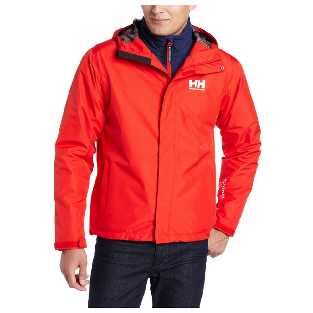 Helly Hansen Men's Seven J Waterproof Windproof Breathable Rain Jacket, 222 Alert Red, Small