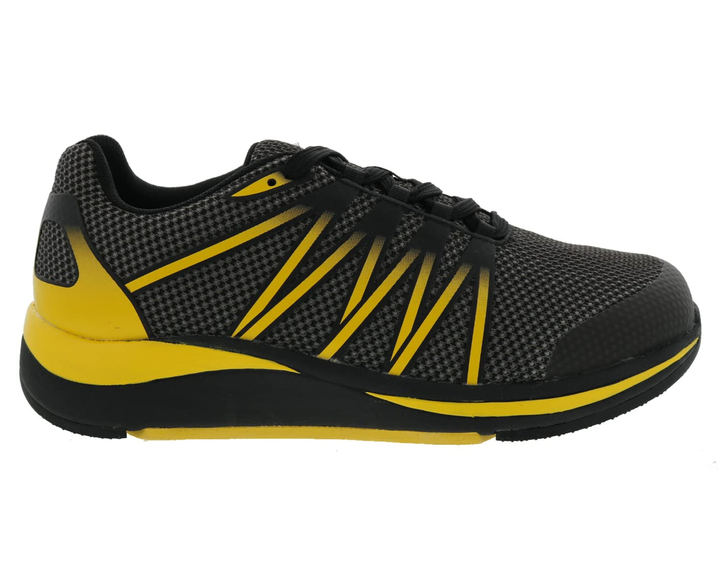Drew Player Mens Slip Resistant Athletic Shoe, Black/Yellow Combo,11 Wide (2E)