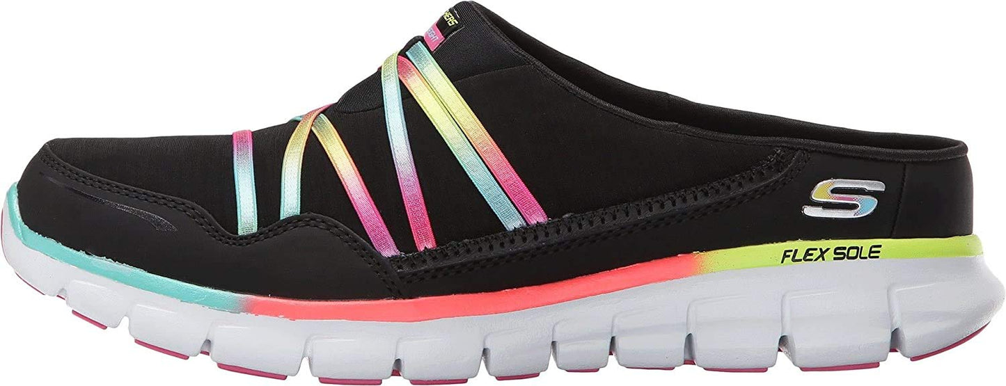 Skechers Women's Air Streamer Slip-On Mule, Black/Multi, 9 W US