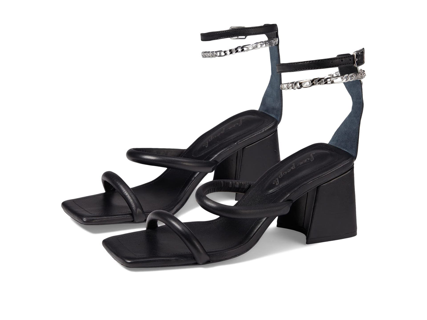 Free People Parker Chain Heels for Women - Adjustable Buckle Closure with Leather Insole, Gorgeous and Fashionable Heels Black EU 38.5 (US Women's 8.5) M