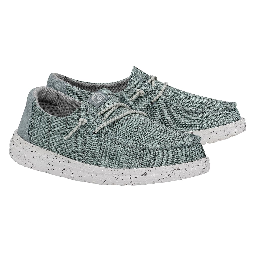 HEYDUDE Wendy Sport Mesh Loafers for Kids Girls Textile Upper Two-Eyelet Lace Closure Slip-on Style