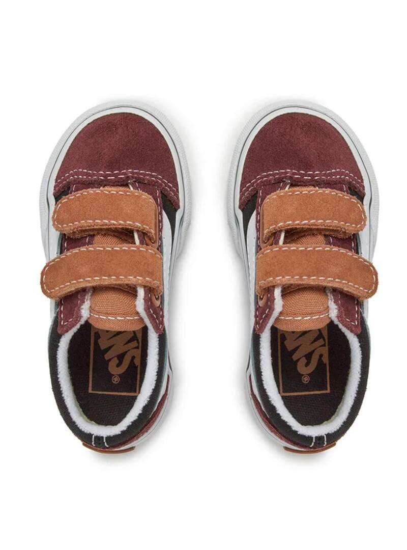 VANS Baby Old Skool Maroon Black Sneaker, brown, 24.5 EU