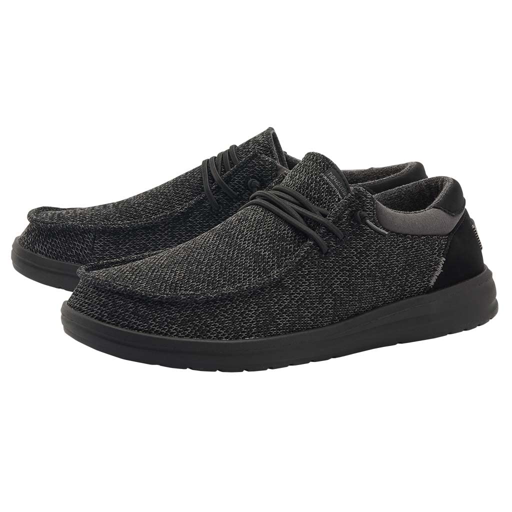 Hey Dude Men's Paul Sox Total Black Size 12 | Men’s Shoes | Men's Lace Up Loafers | Comfortable & Light-Weight