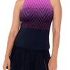 Reebok Women's Swimwear Endless Endurance High Neckline Soft Cup Tankini Bathing Suit Top, Pink, 10