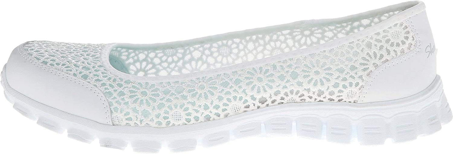 Skechers Women's EZ Flex Sweetpea Slip-On Flat, White, 8.5 W US