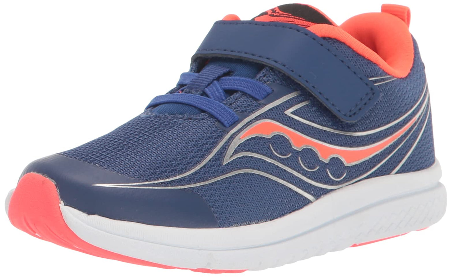 Saucony Kinvara 13 JR Running Shoe, Saphire/RED, 6 Wide US Unisex Little_Kid