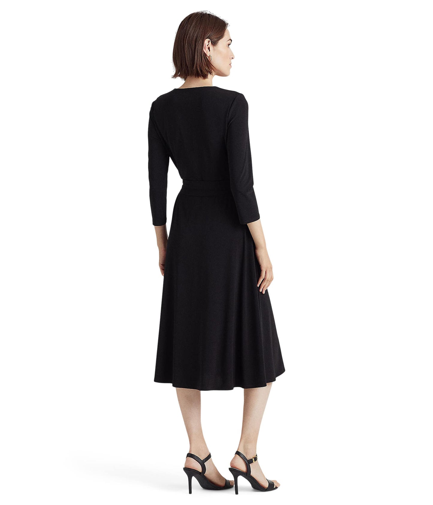 Lauren Ralph Lauren Womens Carlyna Surplice V-Neck Midi Dress Black 6