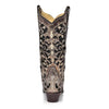 Corral Boots Women's Black Floral Western Boots | Snip Toe Cowboy Boots with Glitter Inlay, Crystal and Stud Embellishments