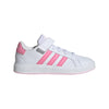 adidas Girl's Grand Court 2.0 Elastic (Little Kid/Big Kid) White/Bliss Pink/Clear Pink 4.5 Big Kid M