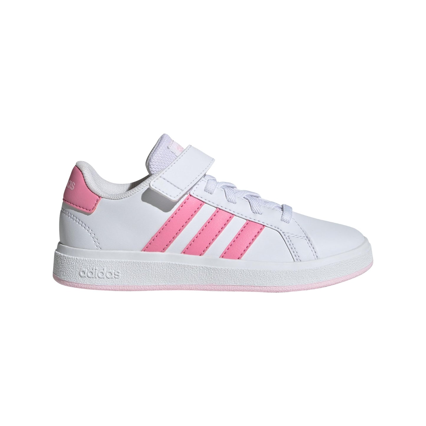 adidas Girl's Grand Court 2.0 Elastic (Little Kid/Big Kid) White/Bliss Pink/Clear Pink 4.5 Big Kid M