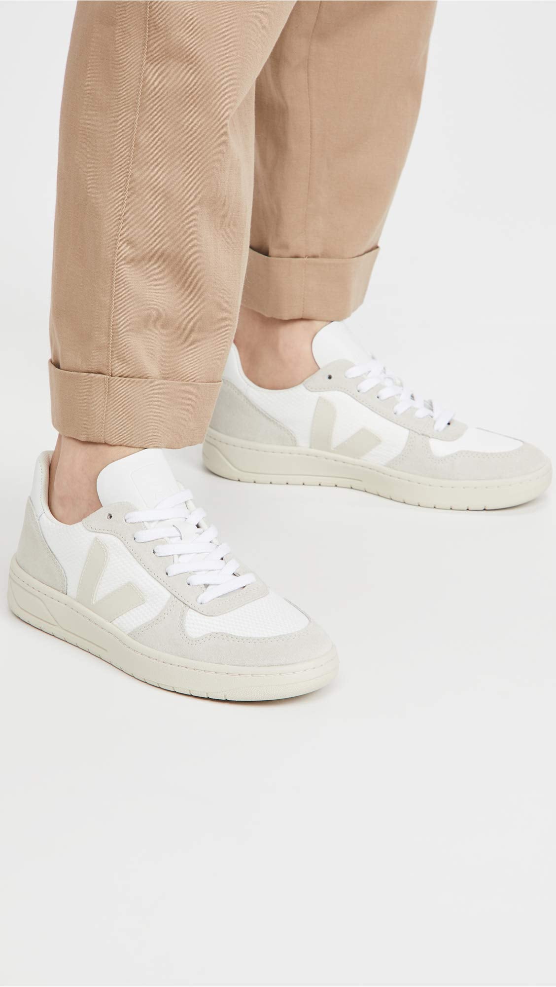 Veja Women's V-10 Sneakers, White/Natural/Pierre, 4 Medium US