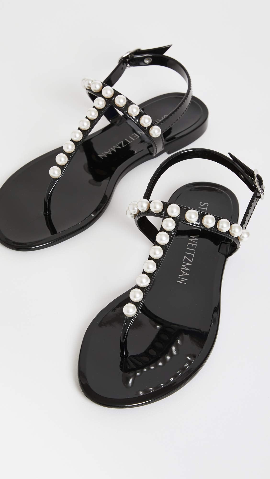 Stuart Weitzman Women's Goldie Jelly Sandals, Black, 5 Medium US
