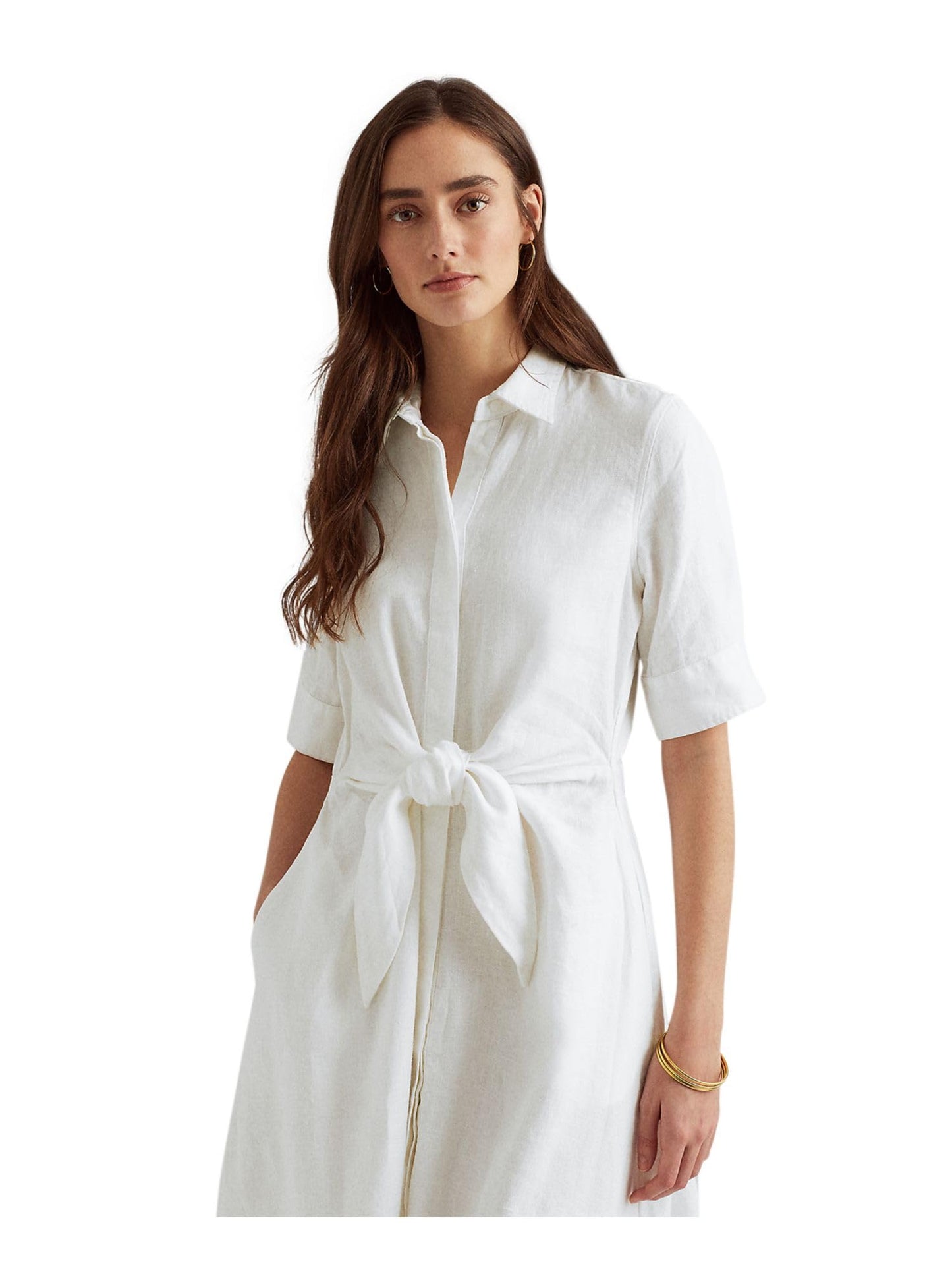 Lauren Ralph Lauren Petite Linen Shirtdress White 12P
