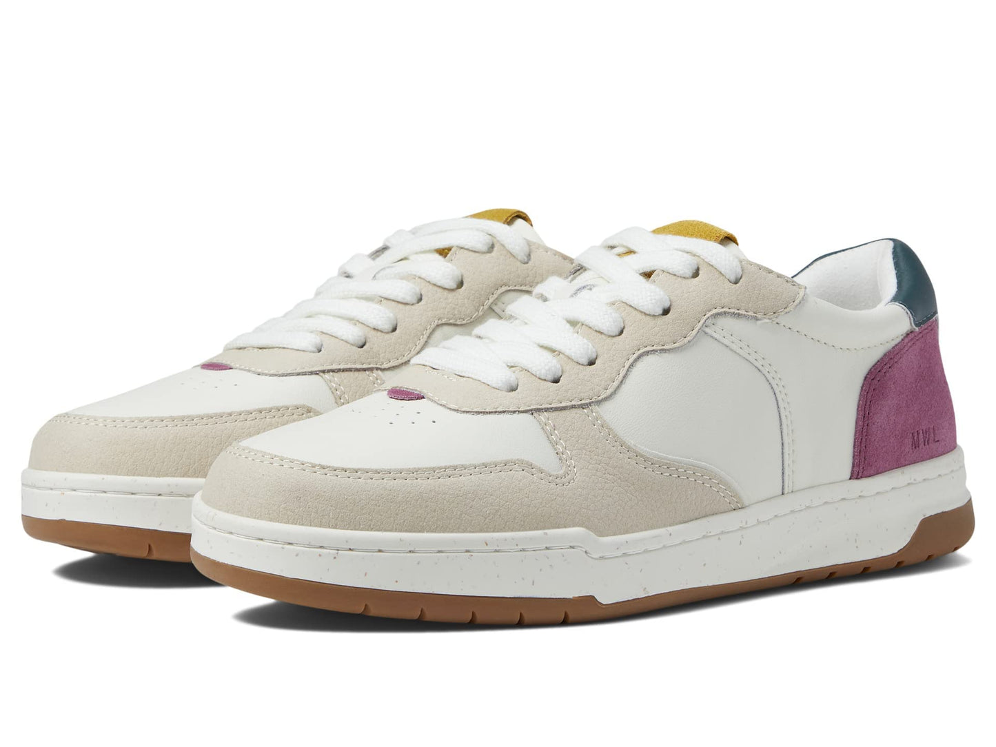 Madewell Court Low-Top Sneakers for Women - Leather Upper, Color-Block Pattern, and Round Raised Toe Dark Palm Multi 9.5 M