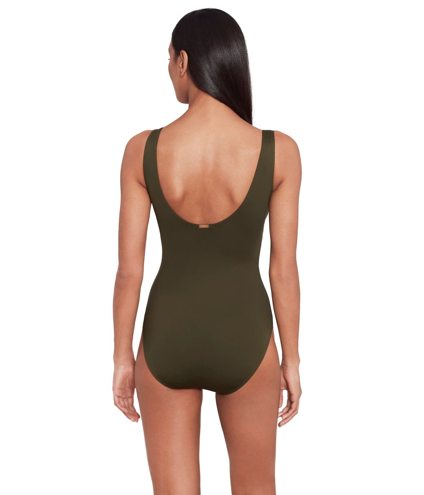 Lauren Ralph Lauren Beach Club Solid Ruffle Surplice One-Piece Olive 4