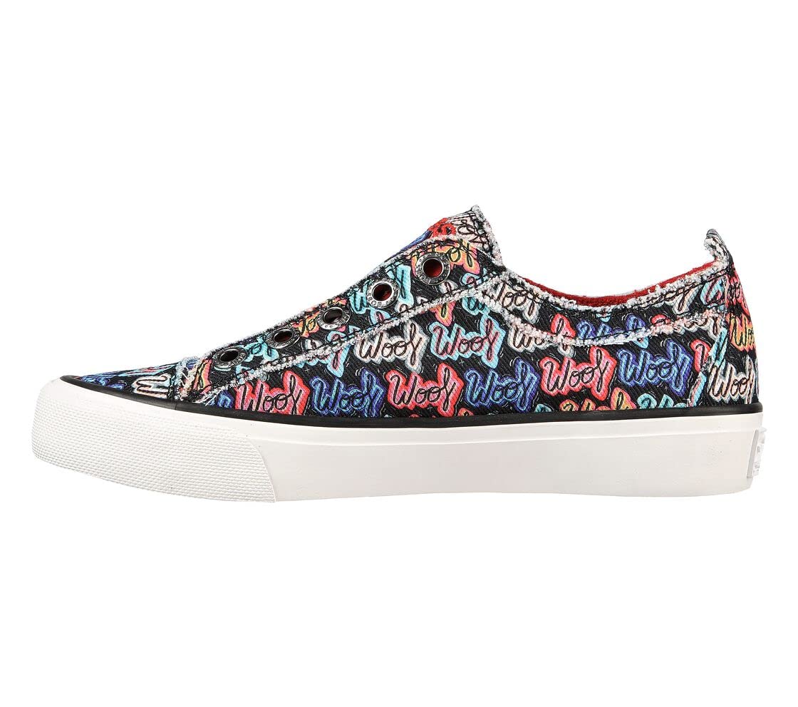 Skechers Women's BOBS B Free Woof Crush Sneakers, Black/Multi, 8.5