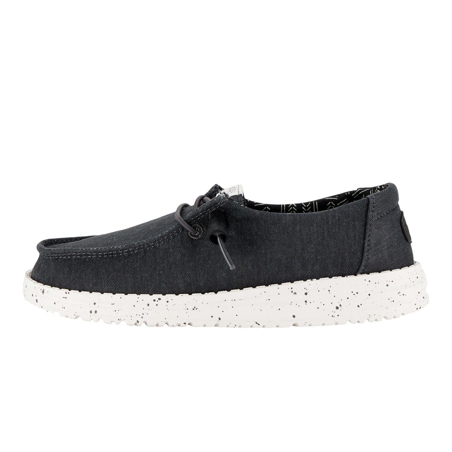 HEYDUDE Girl's Youth Wendy Stretch Canvas Slip On Shoe, Black Size 6 | Easy On Elastic Laces, Lightweight for School and Play