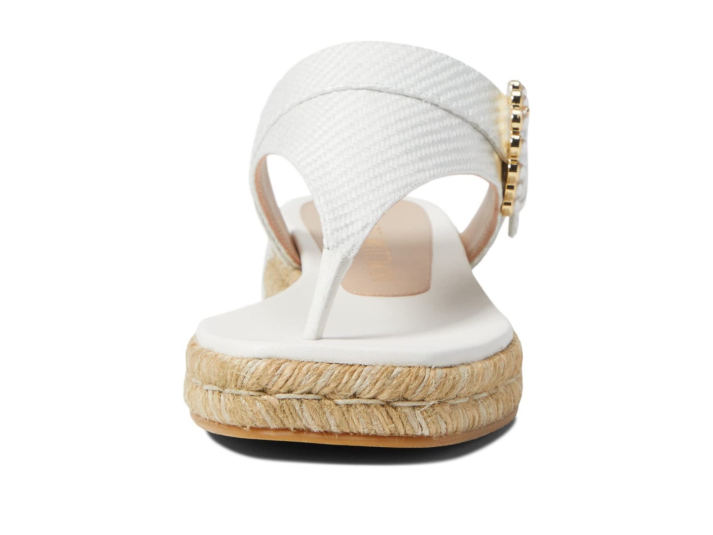 Stuart Weitzman Pearl Buckle Espadrille Sandal Cream 9 M