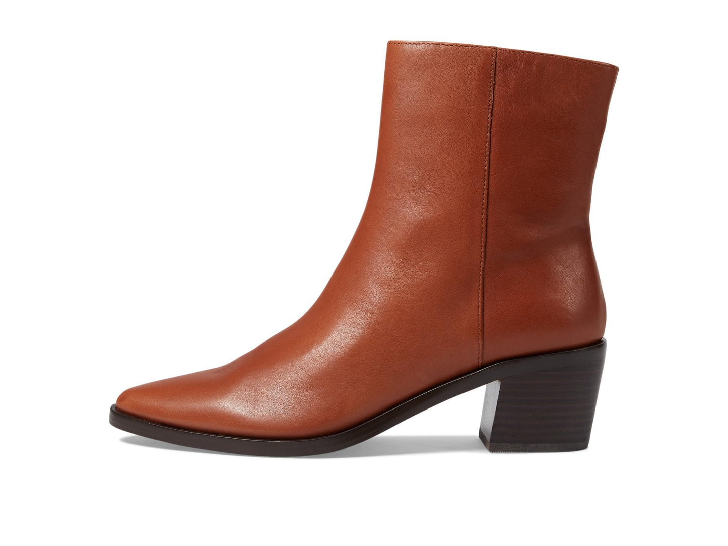 Madewell The Everten Ankle Boots for Women in Leather - Soft Lining - Padded Leather Footbed - Stacked Heel Warm Cinnamon 8 M