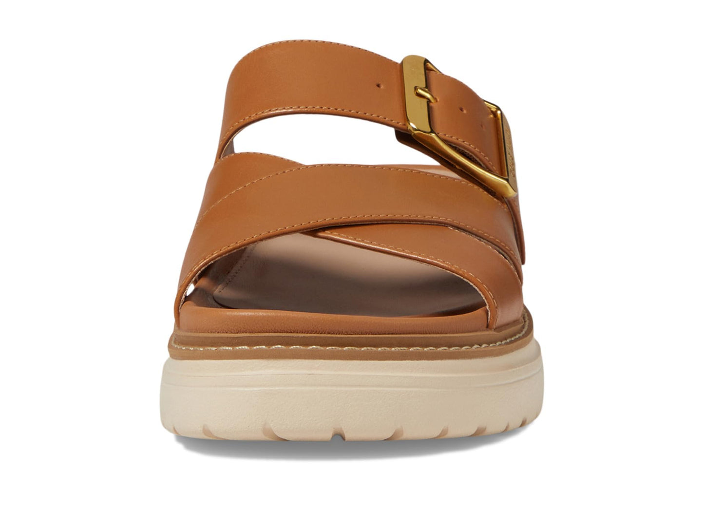 Cole Haan Fraya Slide Sandal - Sandals for Women - Leather Upper - Open Toe - Ankle Strap - Lightweight Tea Leaf Nubuck 6 B - Medium