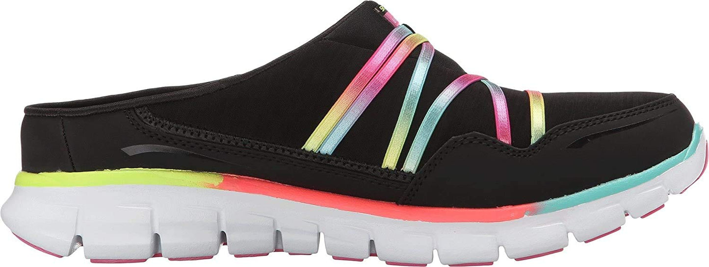 Skechers Women's Air Streamer Slip-On Mule, Black/Multi, 9 W US