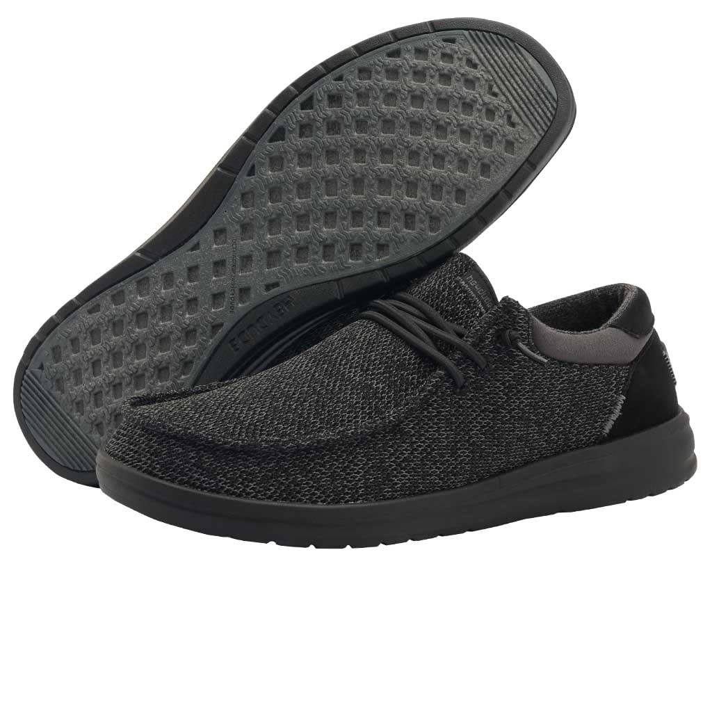 Hey Dude Men's Paul Sox Total Black Size 12 | Men’s Shoes | Men's Lace Up Loafers | Comfortable & Light-Weight