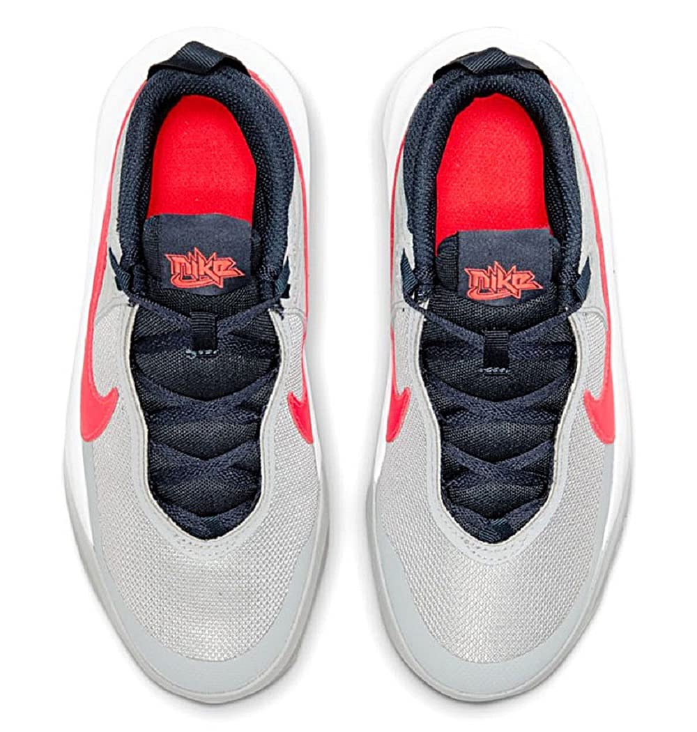 Nike Kid's Team Hustle D10 (GS) Basketball Shoe (5, Light Smoke Grey/Bright Crimson, Numeric_5)