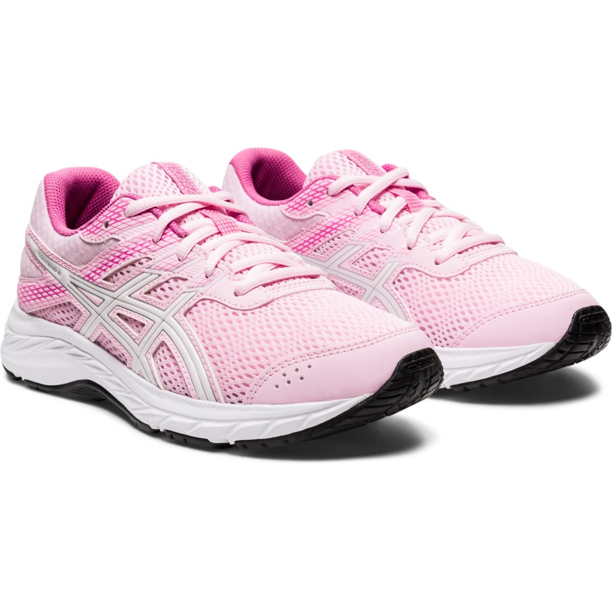 ASICS Kid's Contend 6 Grade School Running Shoes, 5.5, Cotton Candy/White