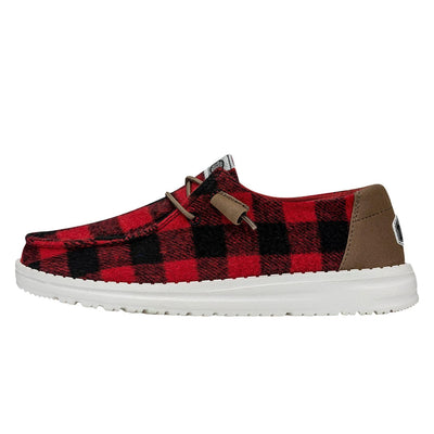 HEYDUDE Wendy Buffalo Plaid Red/Black Size 12 | Women’s Shoes | Women’s Slip-on Loafers | Comfortable & Light-Weight