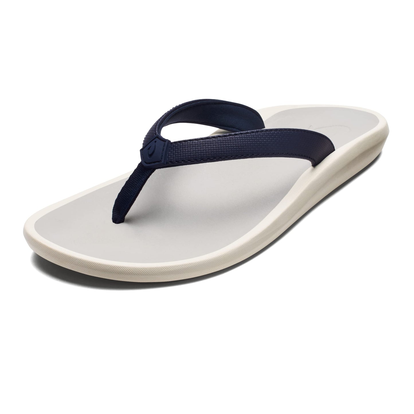 OLUKAI Pi'oe Women's Beach Sandals, Water-Resistant Flip-Flop Slides, Ulta Soft & Comfortable Fit, Wet Grip Soles, Trench Blue/Mist Grey, 6