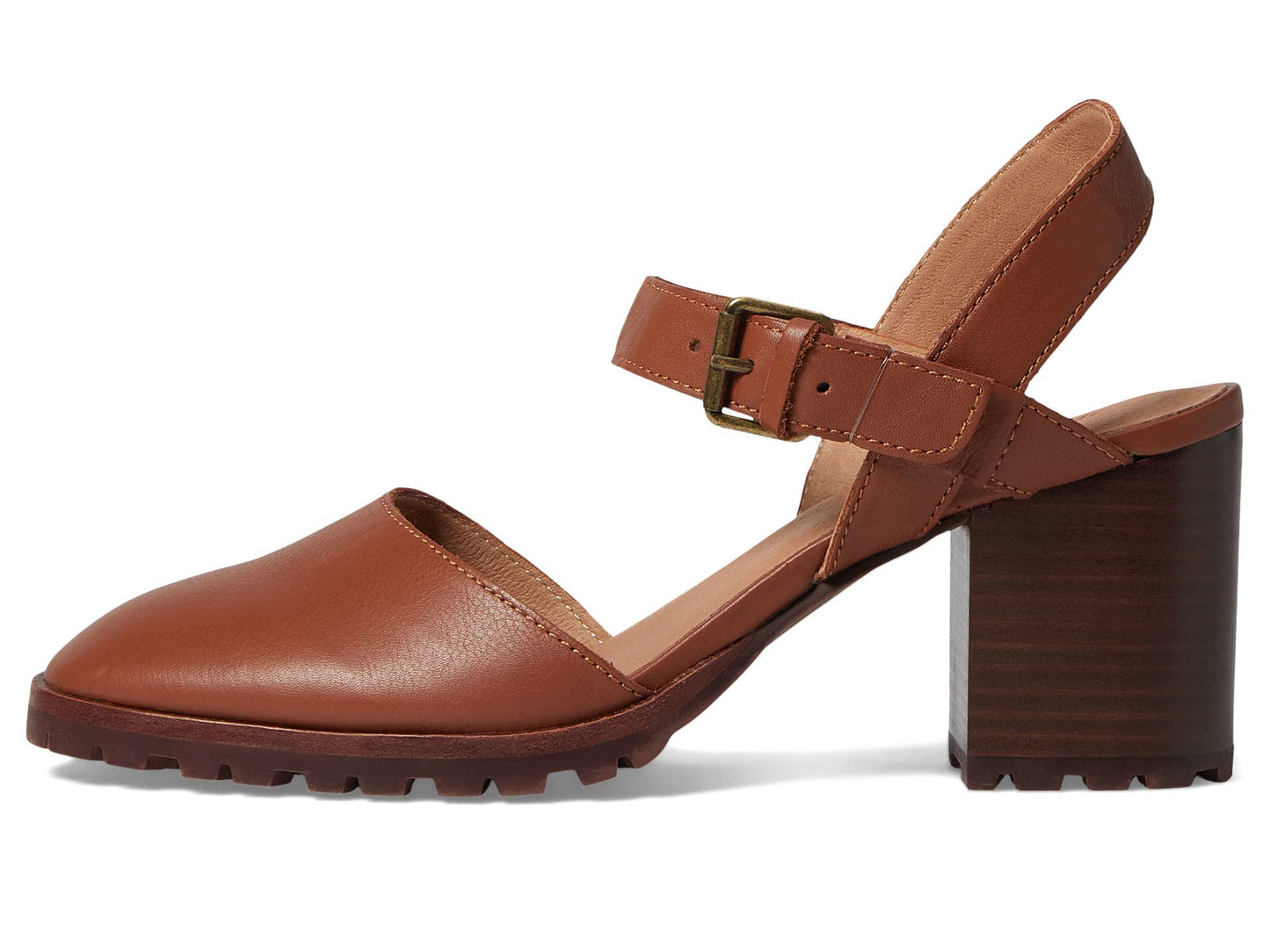Madewell The Claudie Heeled Lugsole Mary Jane in Leather - Ankle Strap with Buckle Closure, and Stylish Women's Sandals Dried Maple 9 M