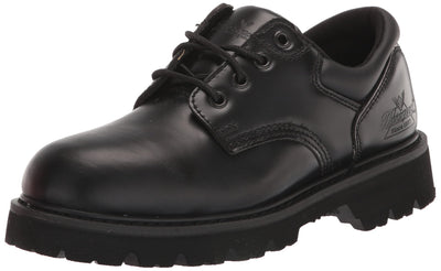 Thorogood Uniform Classics Steel Toe Oxford Work Shoes for Men and Women Featuring Polishable High-Shine Leather, Goodyear Storm Welt, and Non-Slip EVA Lug Outsole, Black - 12 XW