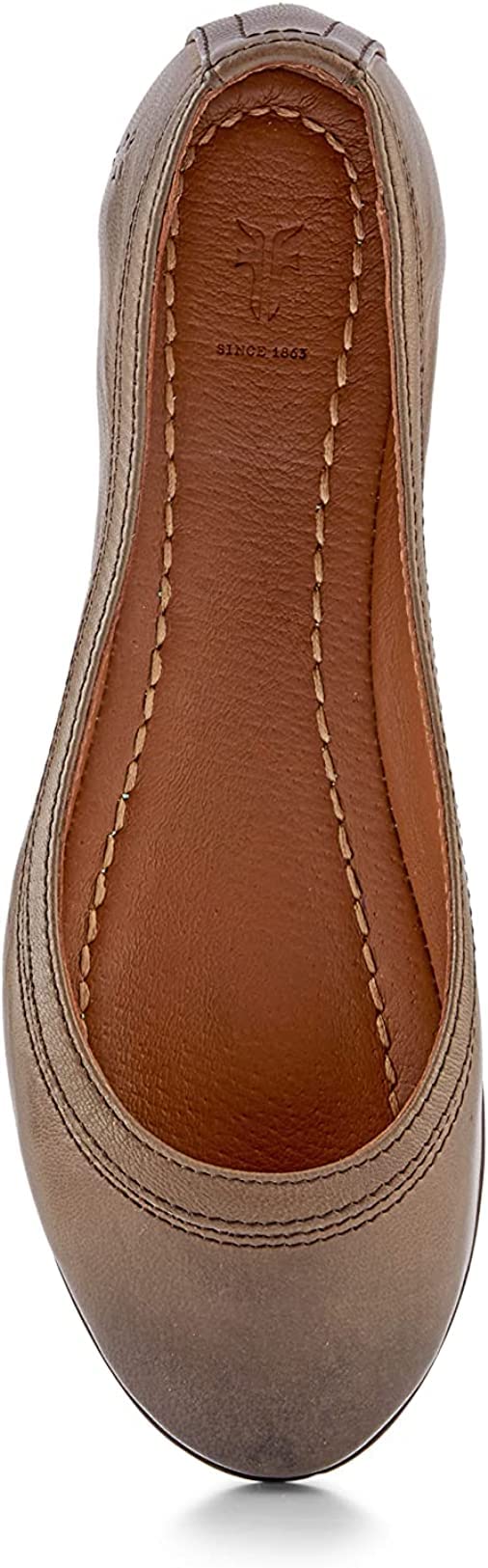 Frye Carson Ballet Flats for Women - Premium Tumbled Leather Lining, Leather Outsole - 3/8" Heel, Warm Grey - 9.5 M