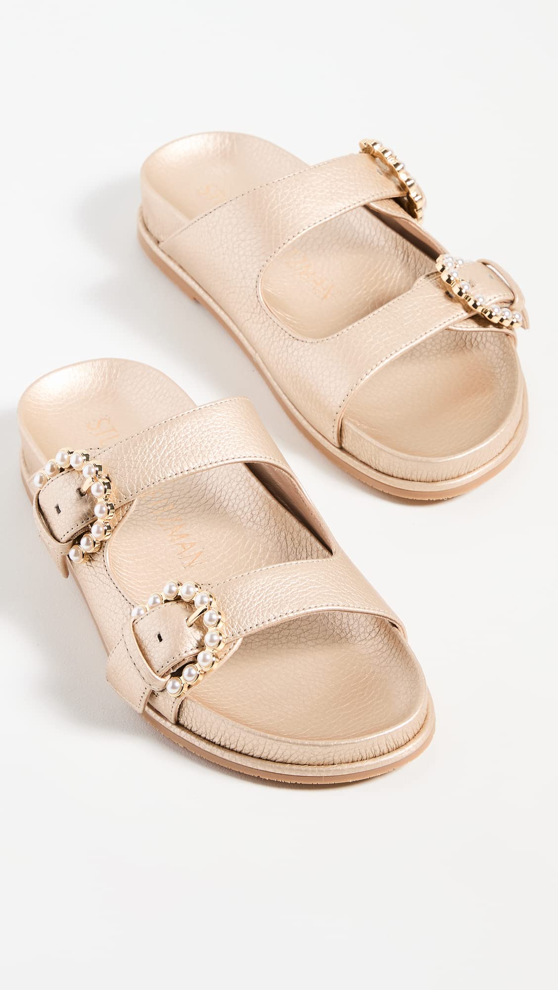 Stuart Weitzman Womens Piper Slide Sandal Platino 9.5 B