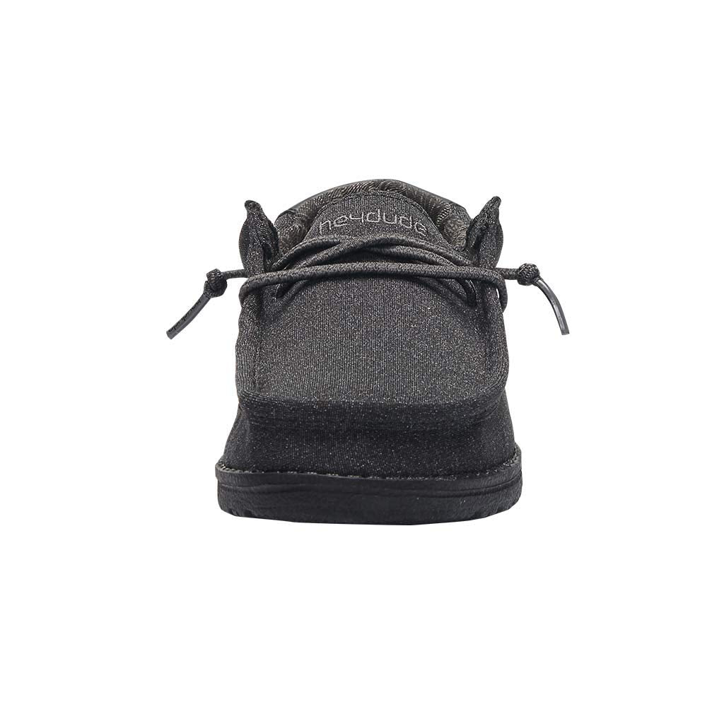 HEYDUDE Boy's Wally Youth Multiple Colors | Boys Shoes | Boy's Lace Up Loafers | Comfortable & Light-Weight Black