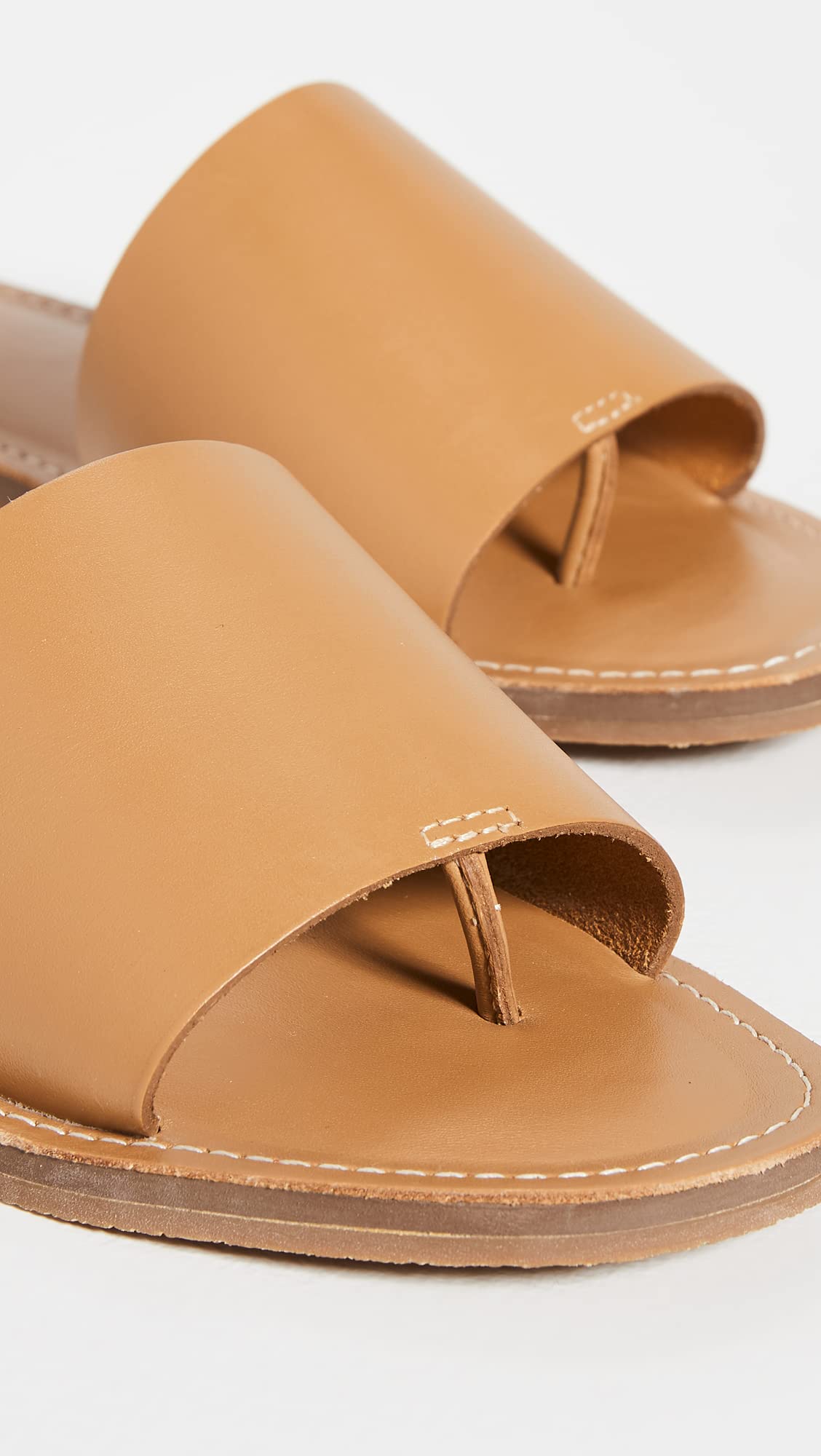 Madewell The Boardwalk Post Slide Sandal in Leather Desert Camel 10 M