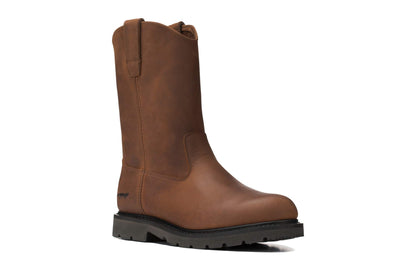 Golden Fox 12" Wellington 1224 Pull On Leather Wellington Work Boot Lightweight Farming Ranching Construction (8 D, Fudge)