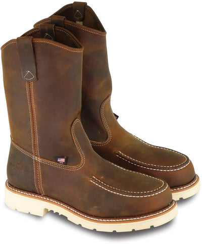 Thorogood American Heritage 11” Steel Toe Wellington Boots for Men - Premium Full-Grain Leather with Slip-Resistant Heel Outsole and Comfort Insole; EH Rated, Trail Crazy Horse - 12 D